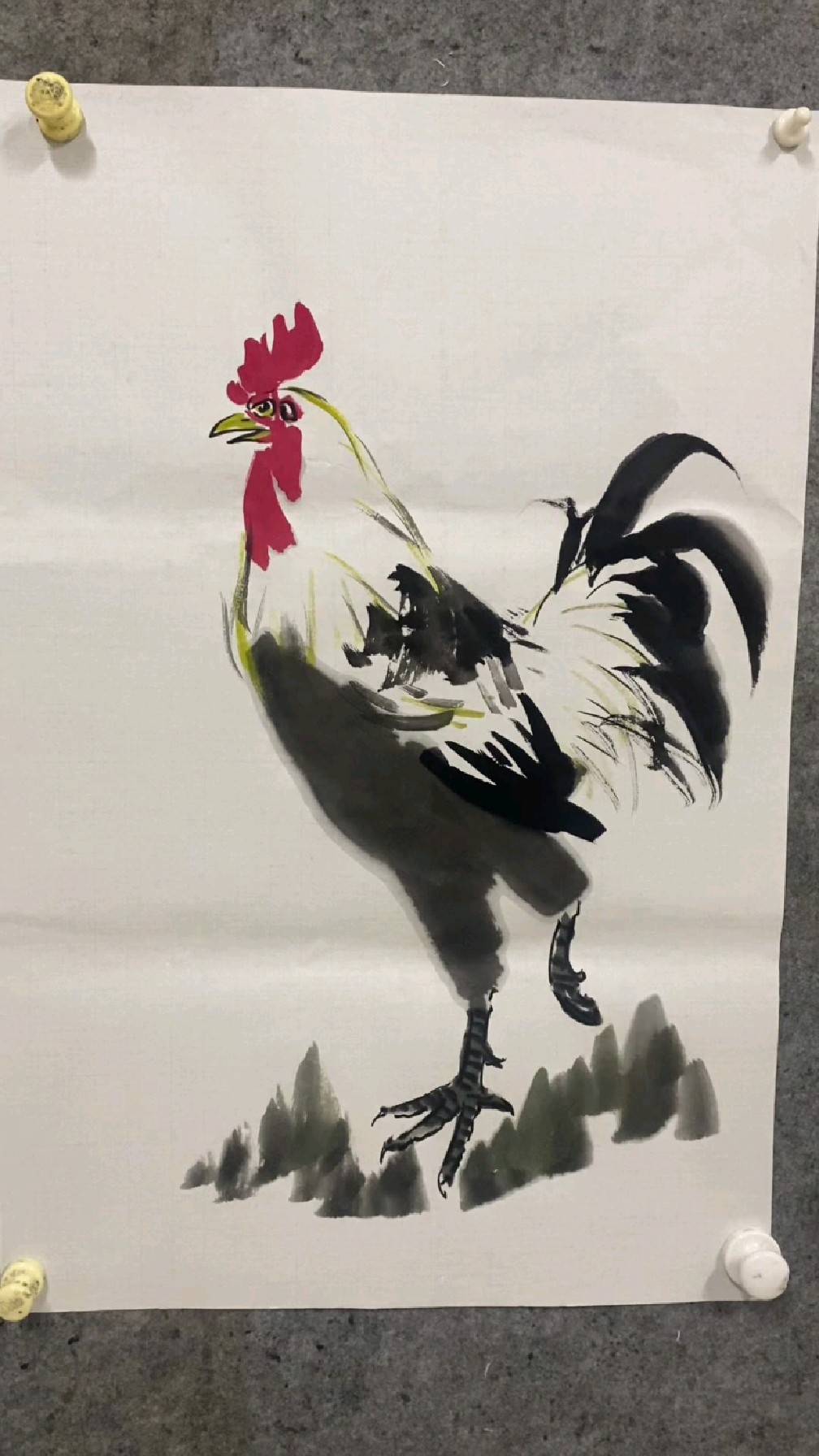 看看就会的大公鸡画法,赶紧拿毛笔试一试吧