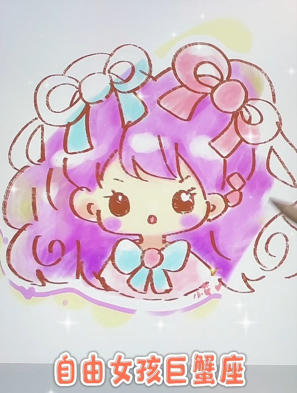 十二星座卡通简笔画绘画教程,q版可爱卡通星座公主简笔画儿童画