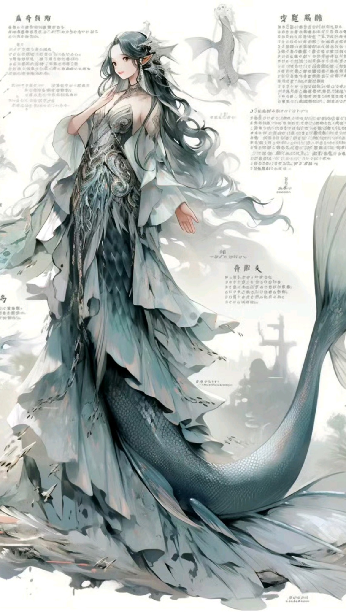 今日分享手绘插画美人鱼