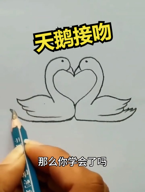 天鹅接吻的简单画法