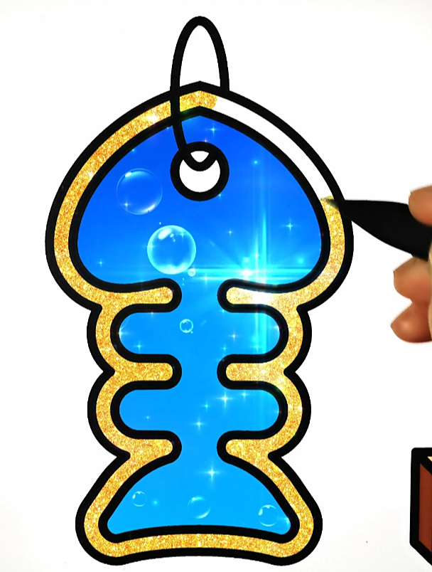 深海鱼骨闪光挂件 创意解压简笔画填色 强迫症 声控 解压 涂色