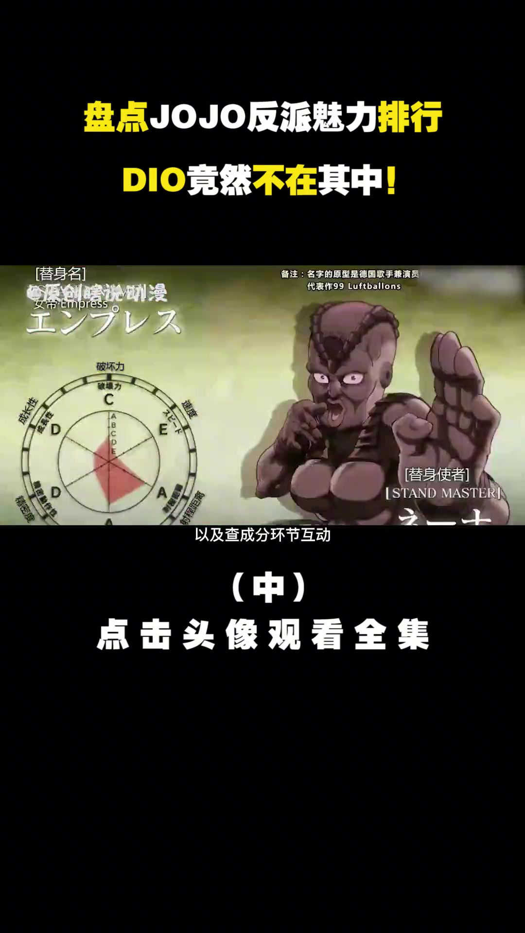 盘点JOJO反派魅力排行,屑老板不如托比欧,意大利男模集体入选