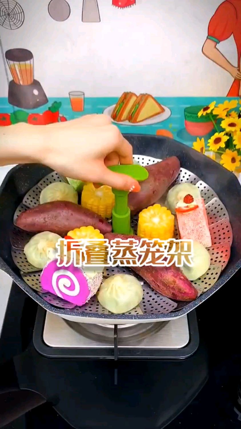 不锈钢可伸缩折叠蒸笼架 伸缩折叠多功能厨房蒸菜架#好物推荐 #生活好帮手 #厨房好物