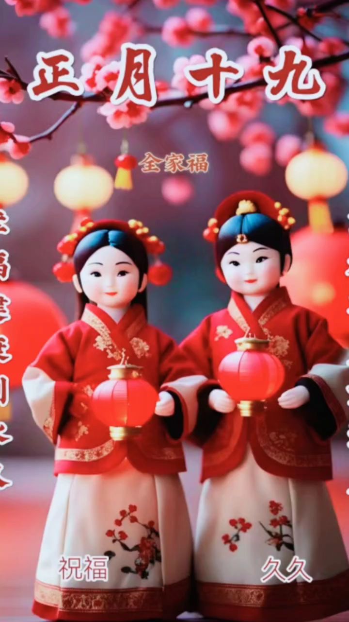正月十九祝你幸福久久健康快乐永久!九九同心,十全十美,年年有鱼,早上好!
