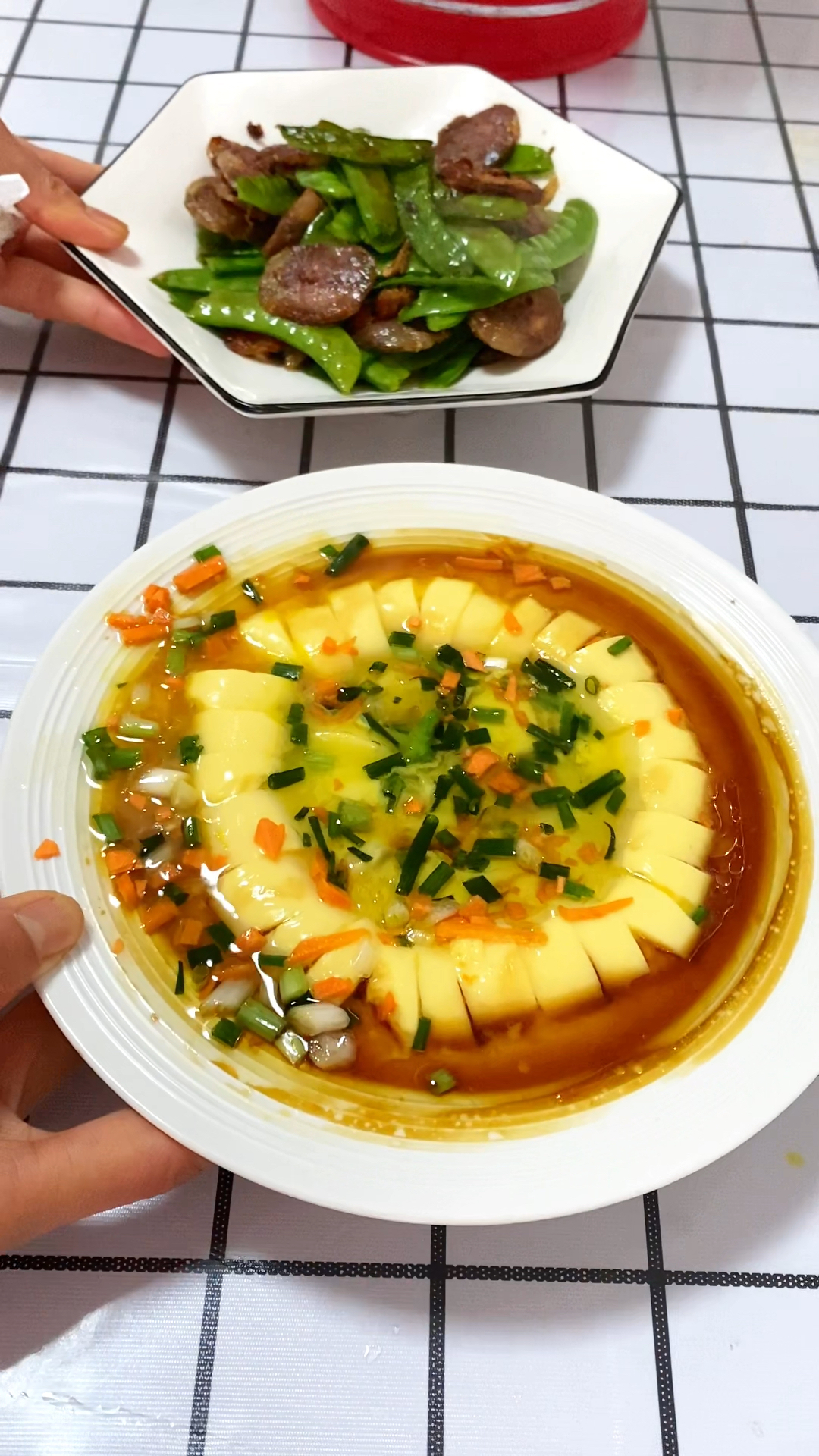 今天吃日本豆腐蒸蛋,鲜香滑嫩,入口即化,超级好吃!
