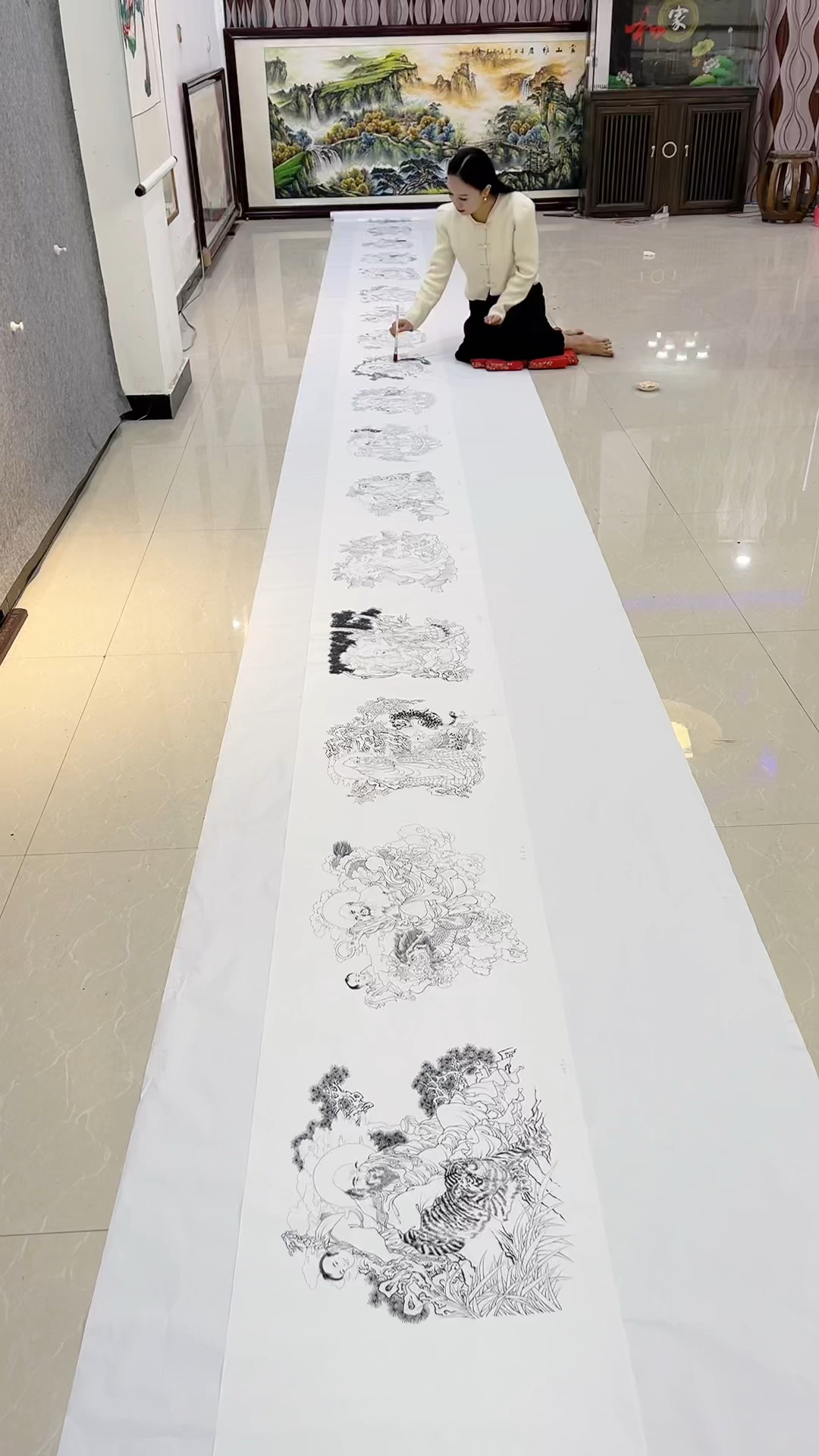 工笔白描十八罗汉愿:所念皆所愿所求皆所得以虔诚之心敬来日方长