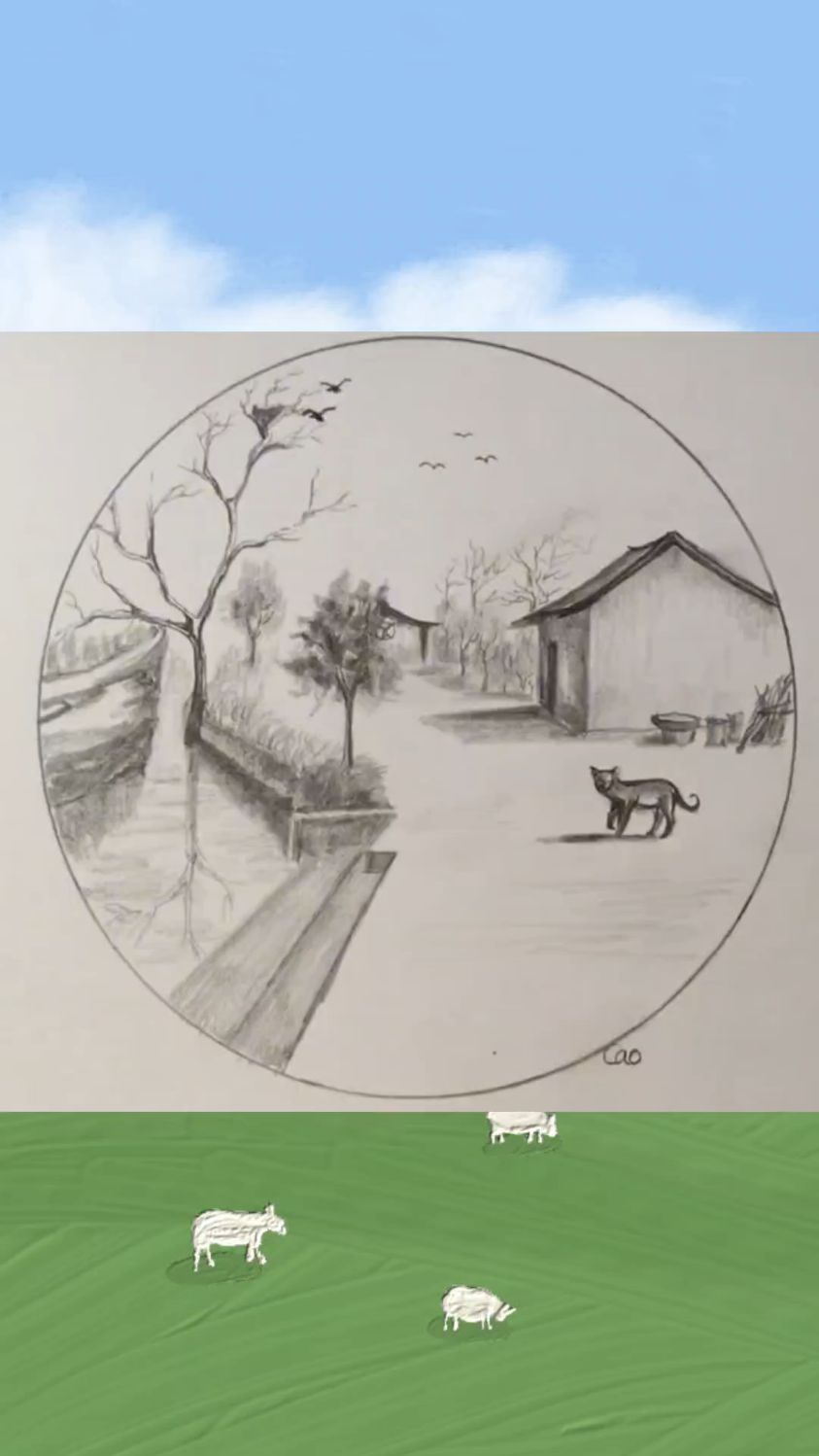 素描简笔画:风景画步骤分享