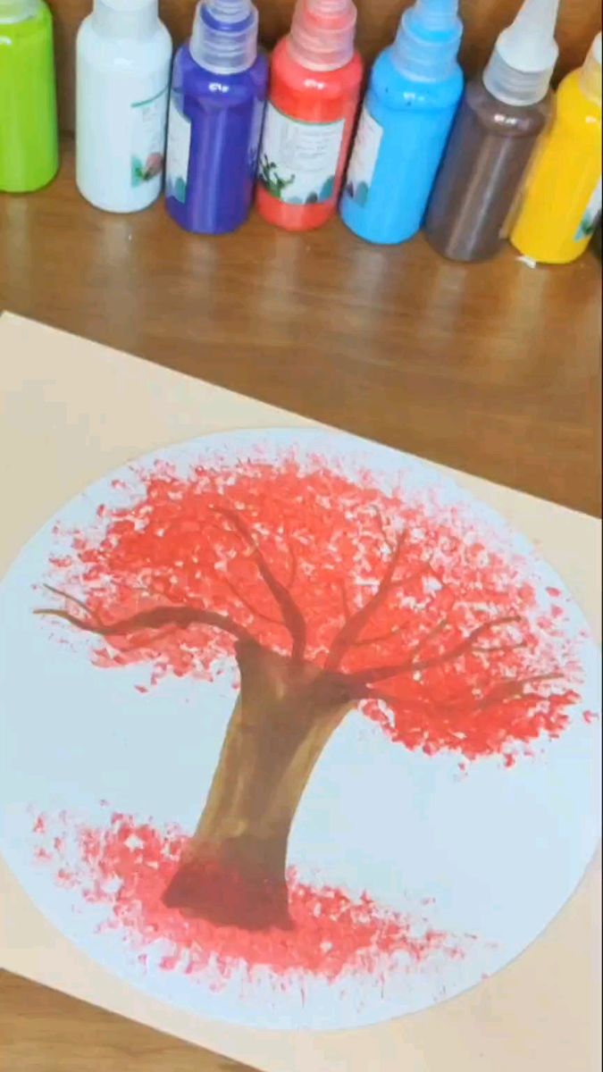 说水果网画枫树,幼儿园创意美术教程赶快收藏起来