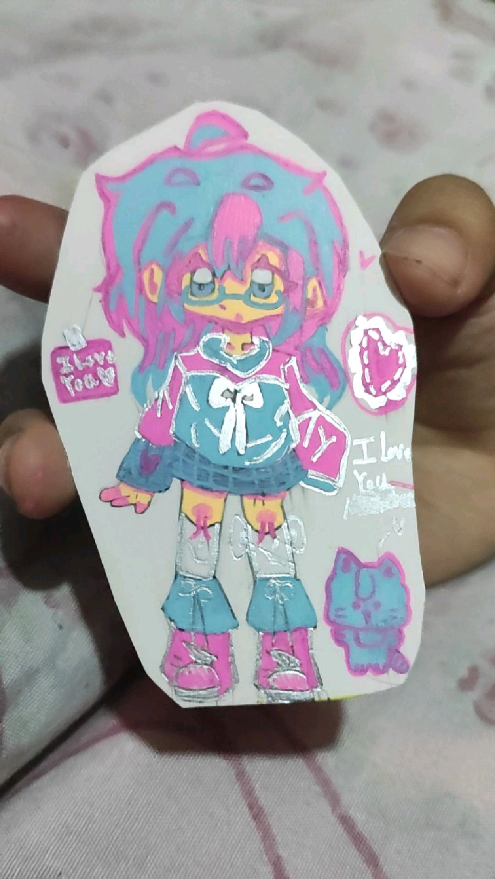小学生,纯手绘画卡通可爱女孩!