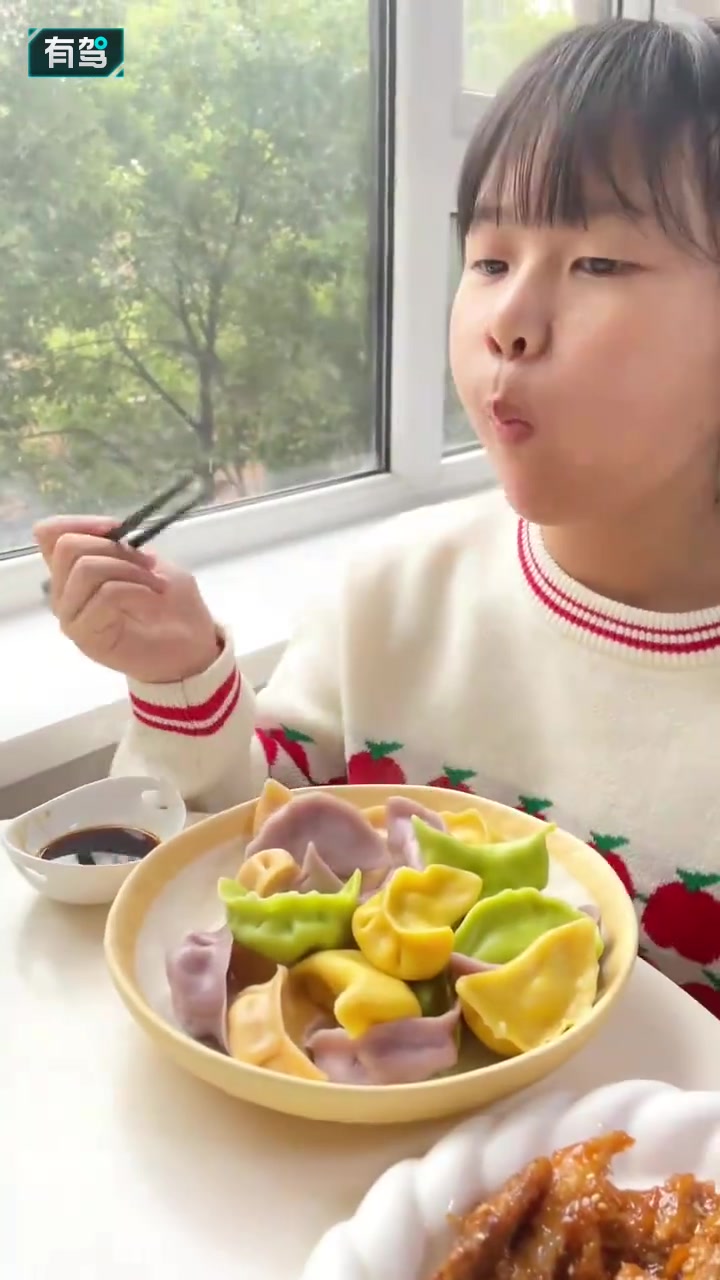 今天的午餐食谱:糖醋里脊、彩色水饺