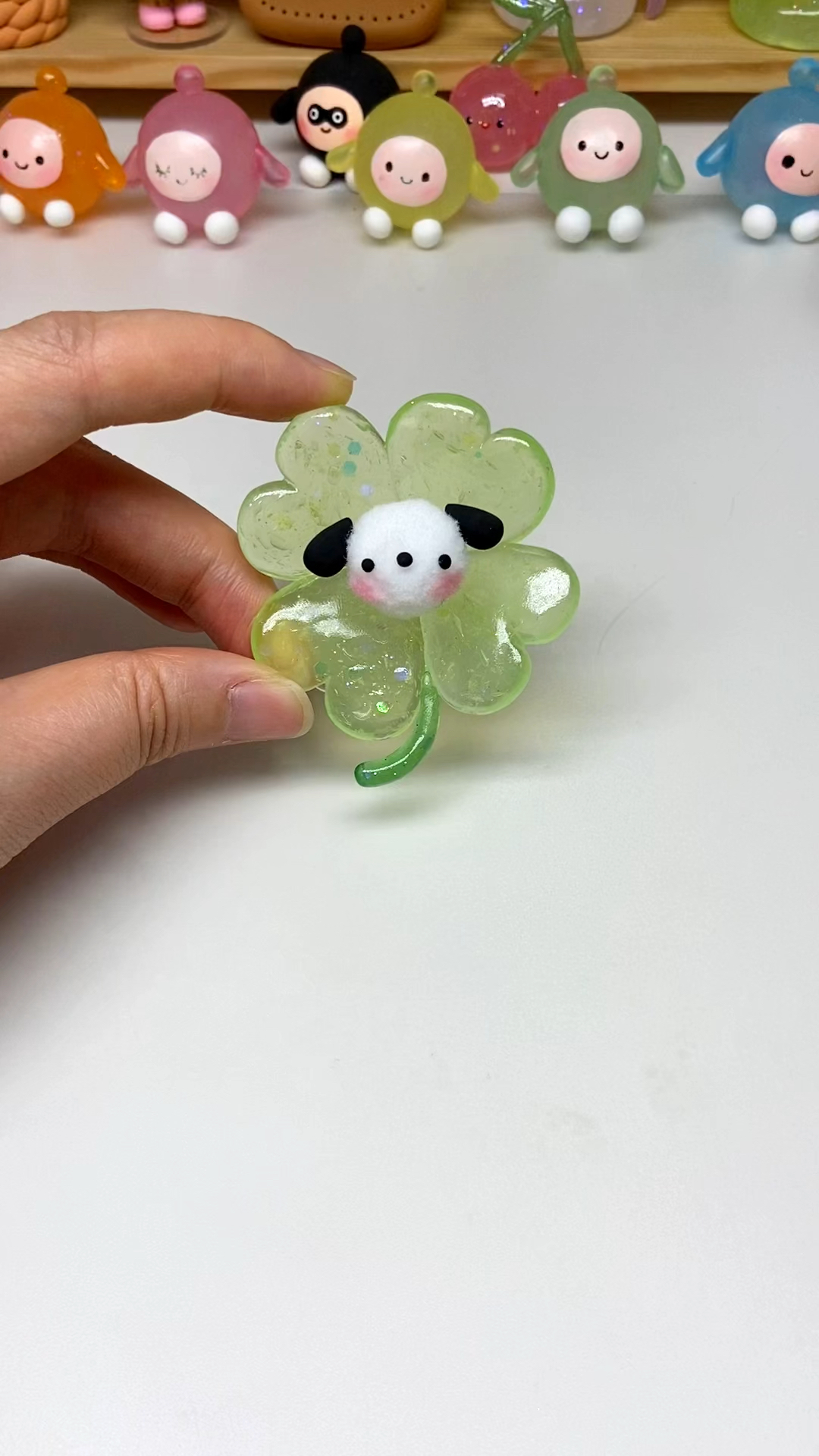 透明粘土四叶草小狗狗