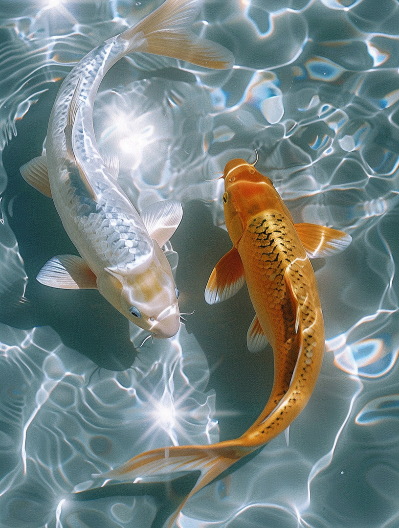 手机壁纸丨招财锦鲤,金银锦鲤,超高清