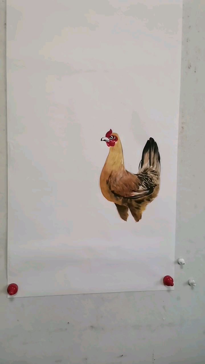 王兴民国画公鸡:母鸡画法