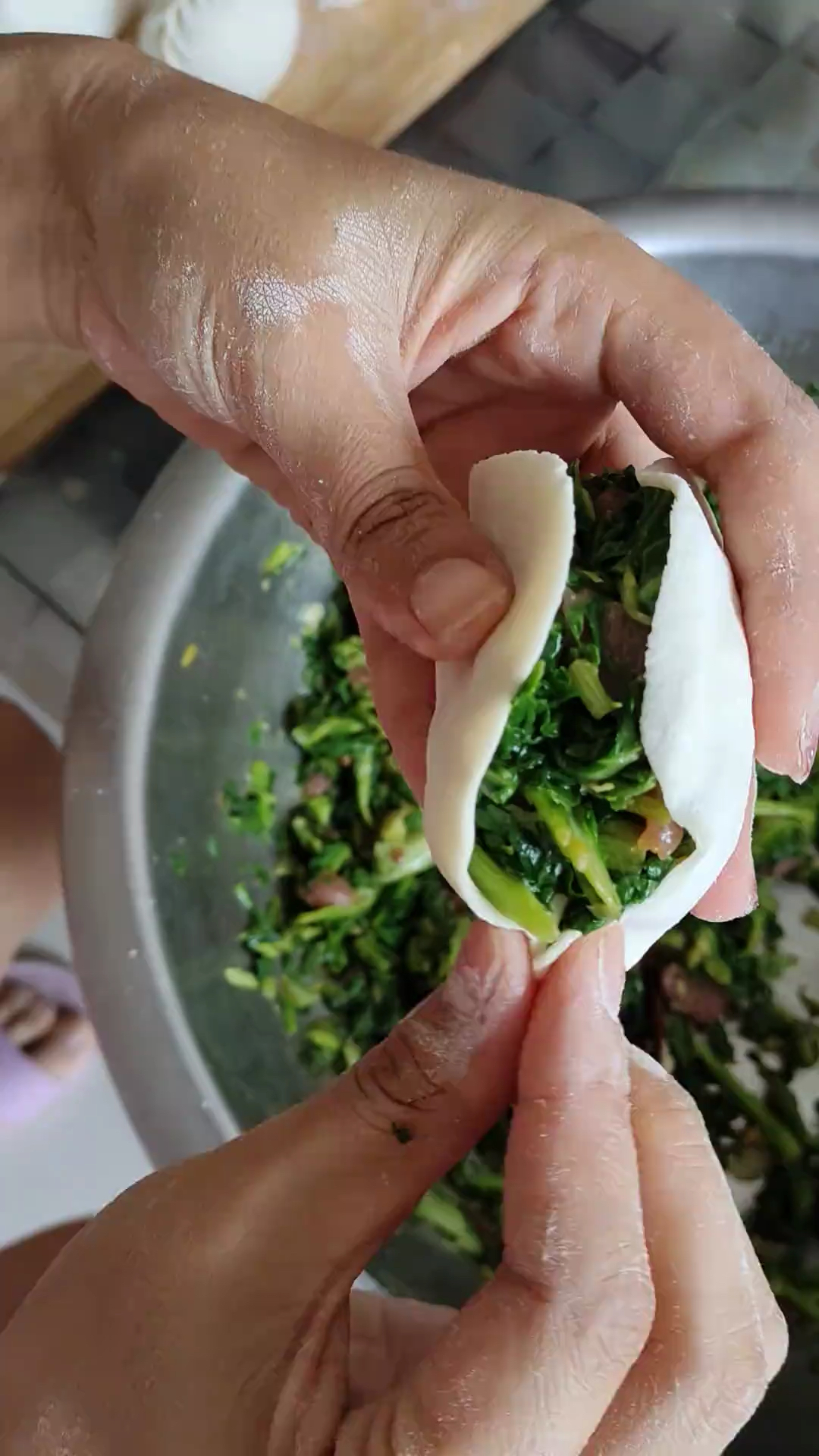 素馅麦穗包子这样包老简单了