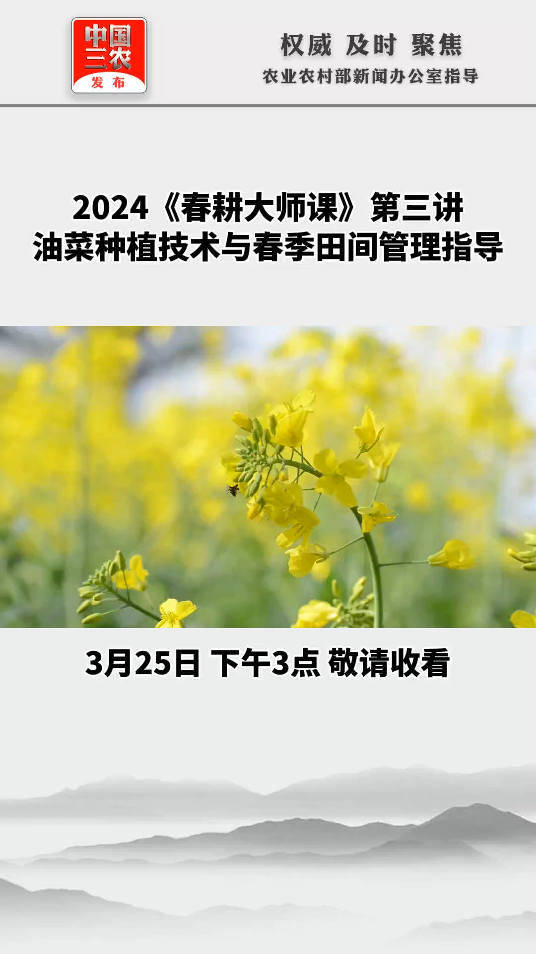 2024《春耕大师课》第三讲油菜种植技术与春季田间管理指导