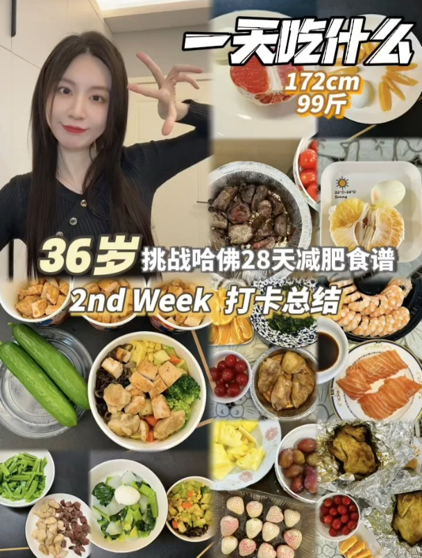 172cm小基数挑战哈佛28天减肥食谱|第二周打卡总结
