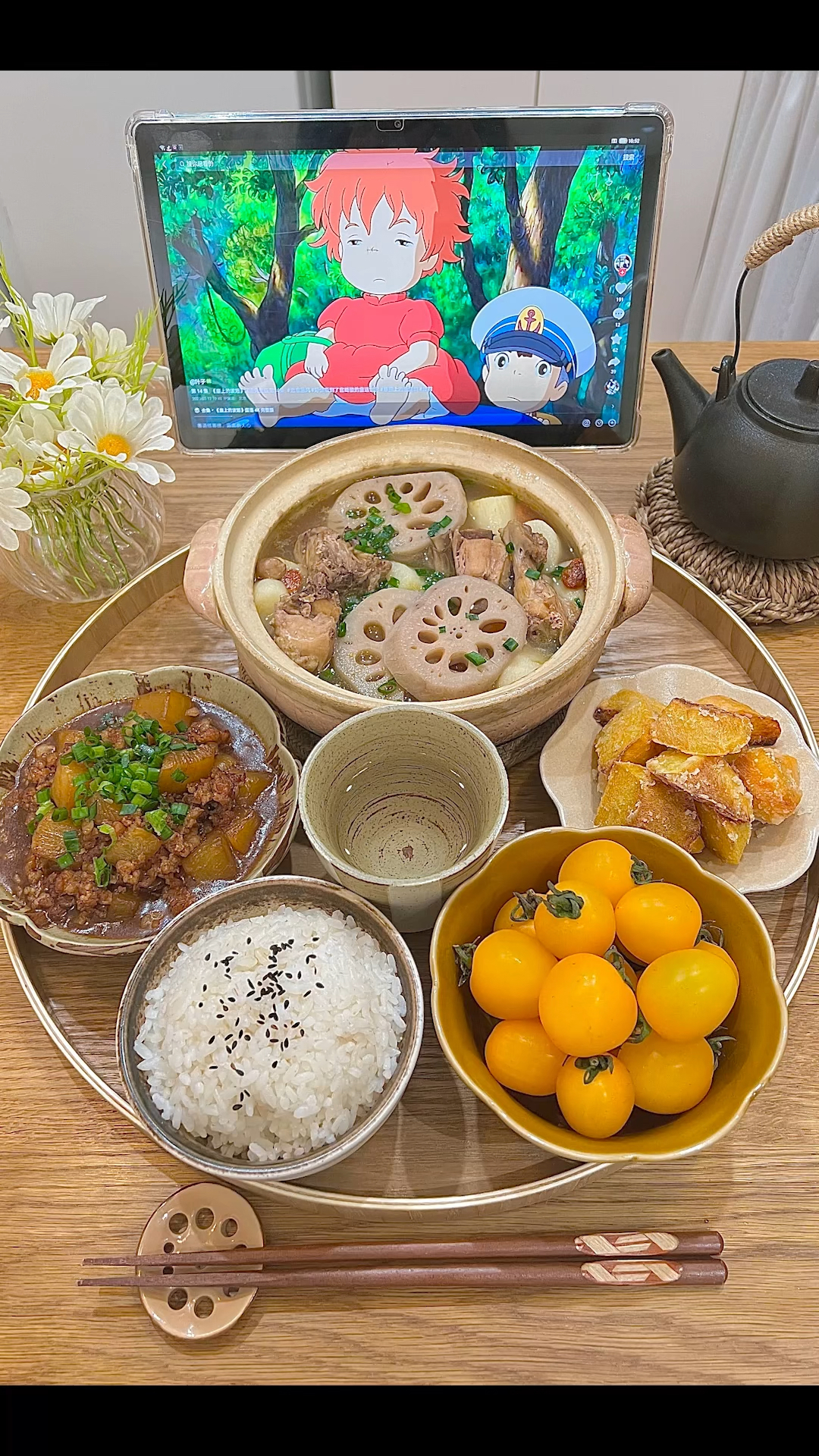 一人食vlog:莲藕山药鸡汤|肉末白萝卜|香煎红薯