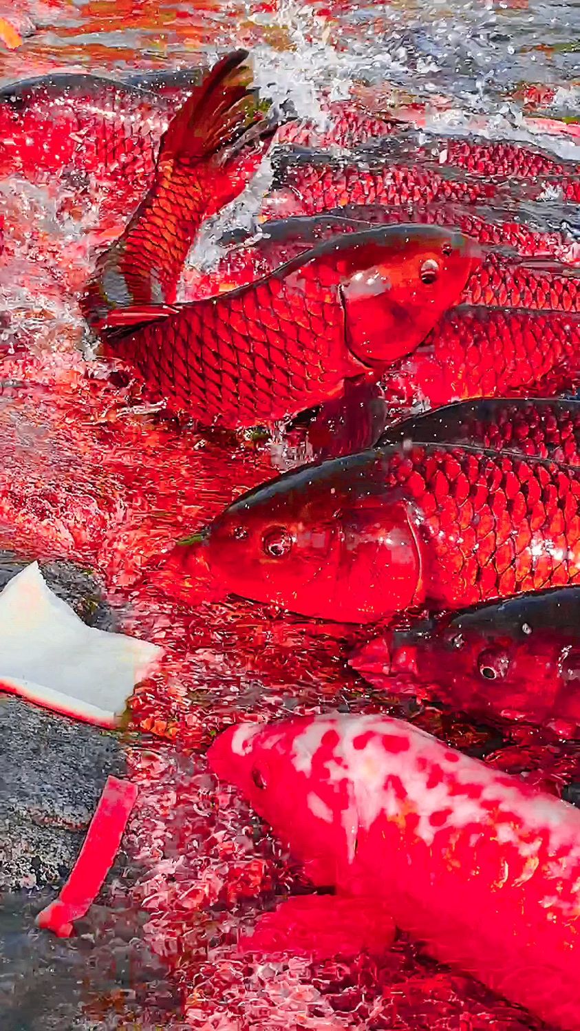 鲤鱼上岸.从水中到陆地.鲤鱼的华丽转身