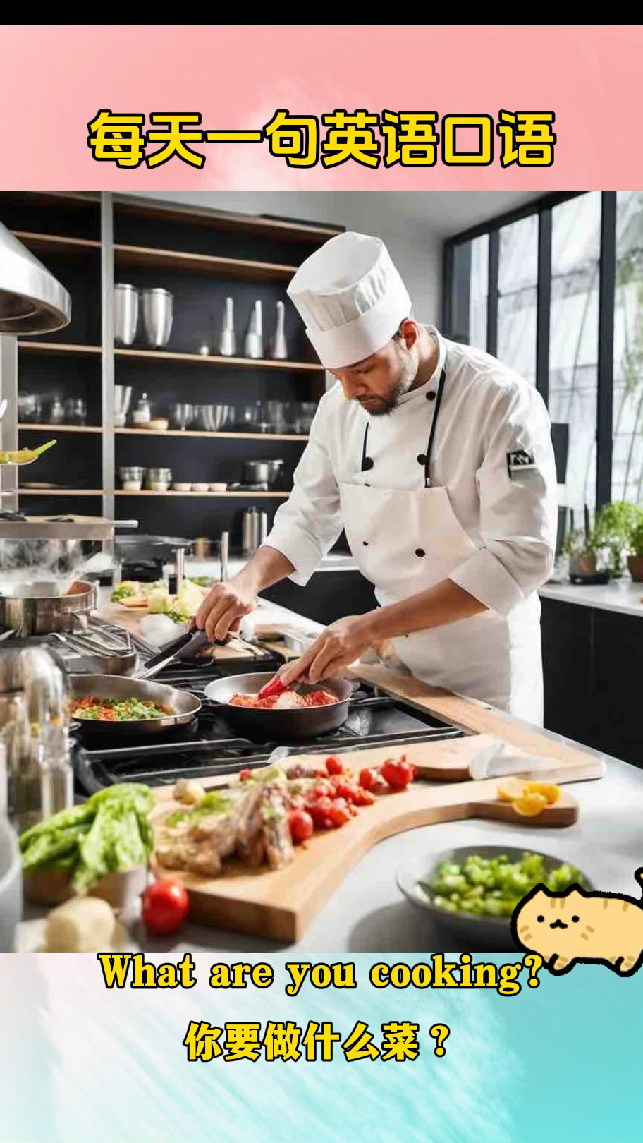 每日英语。What are you cooking?你要做什么菜?