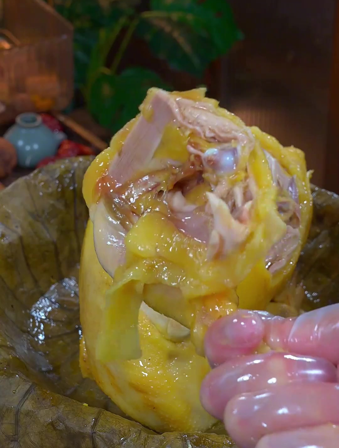 荷叶五指毛桃盐焗鸡,鲜嫩多汁,太香太好吃了