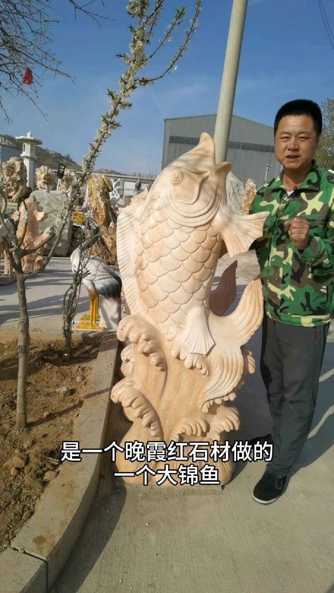 石雕喷泉喷水鱼