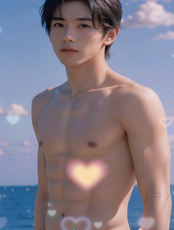 海边的粉色系少年手机壁纸,腹肌男友,少年感,宝藏男孩
