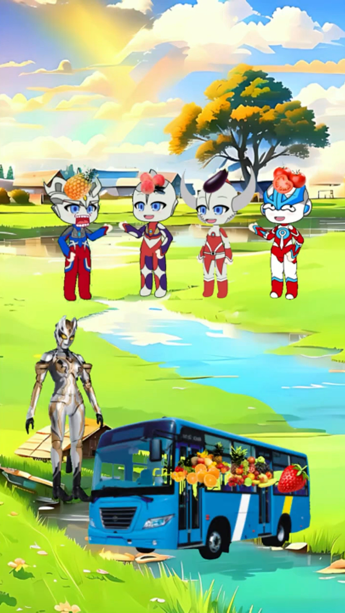 奥特曼水果宝宝和蔬菜宝宝做车