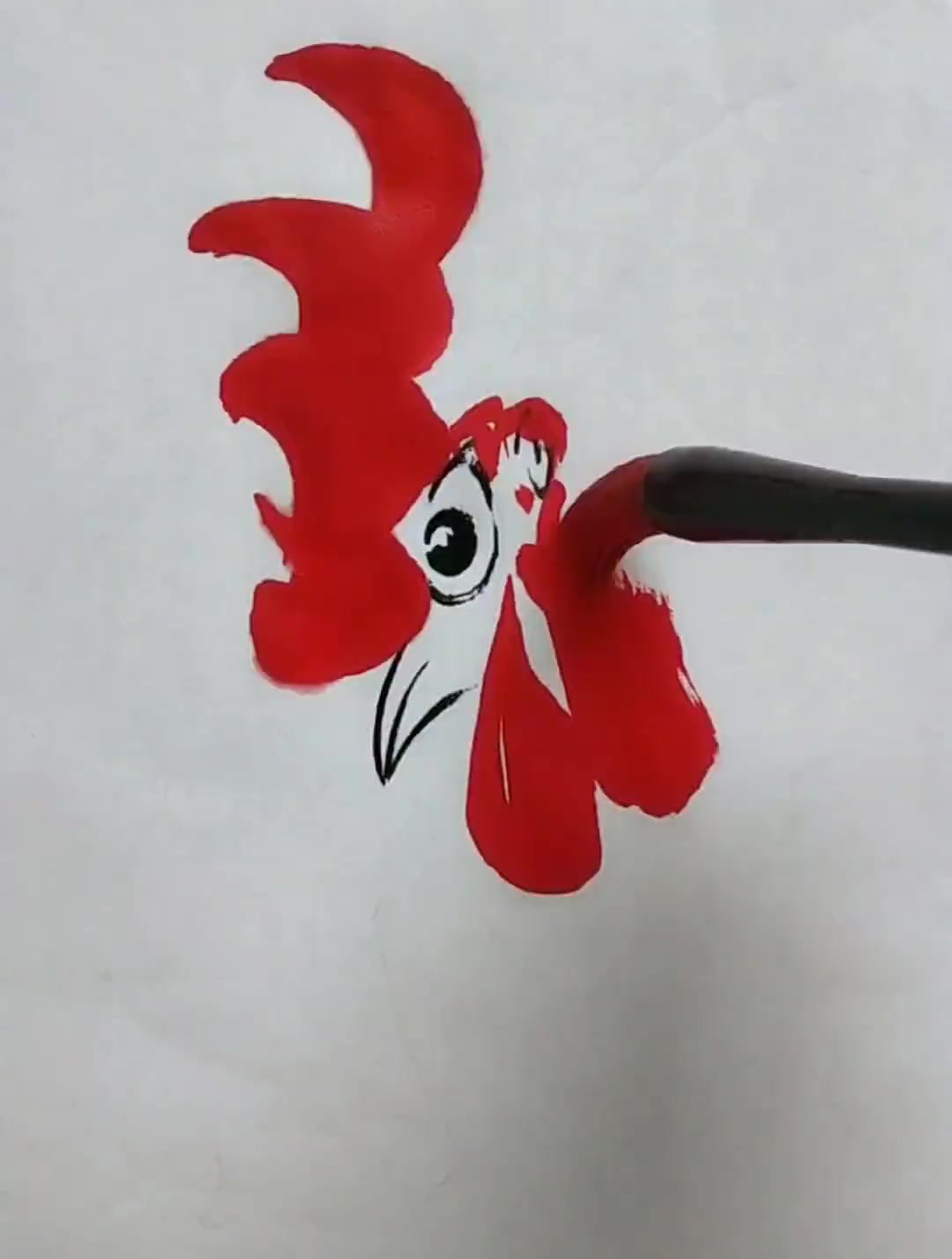 水墨写意大公鸡,纯手绘