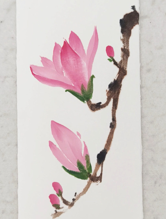 两分钟教你画玉兰花,国画玉兰花详细教程!