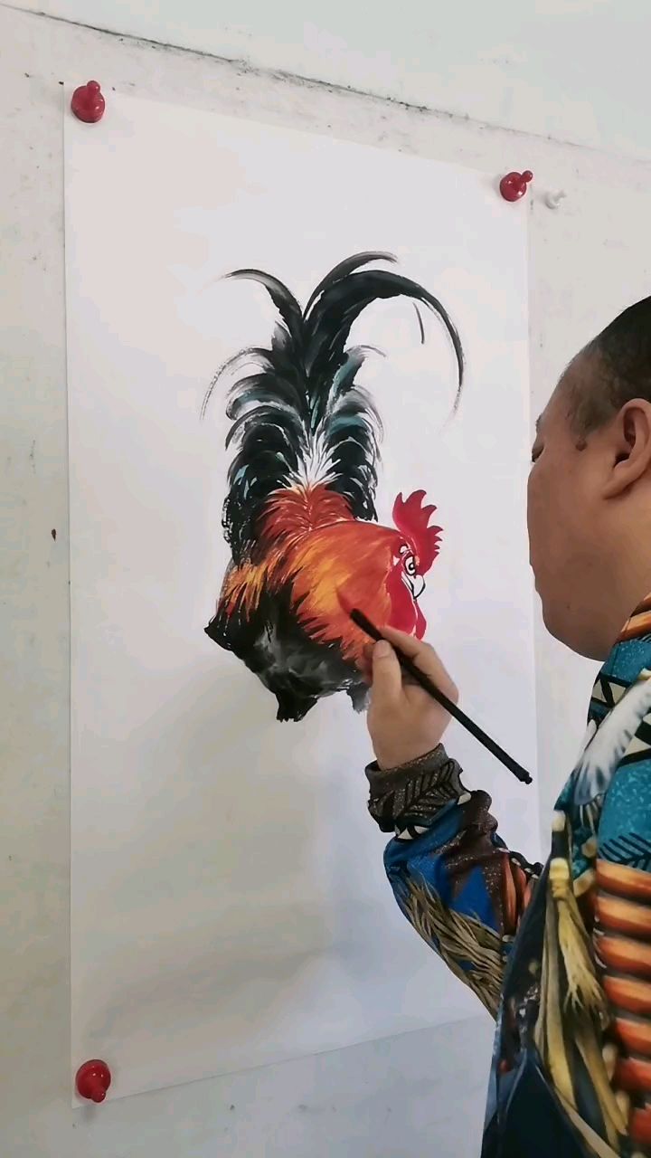 王兴民～国画公鸡:每天带你看不同的大公鸡,不同动态,不同形态