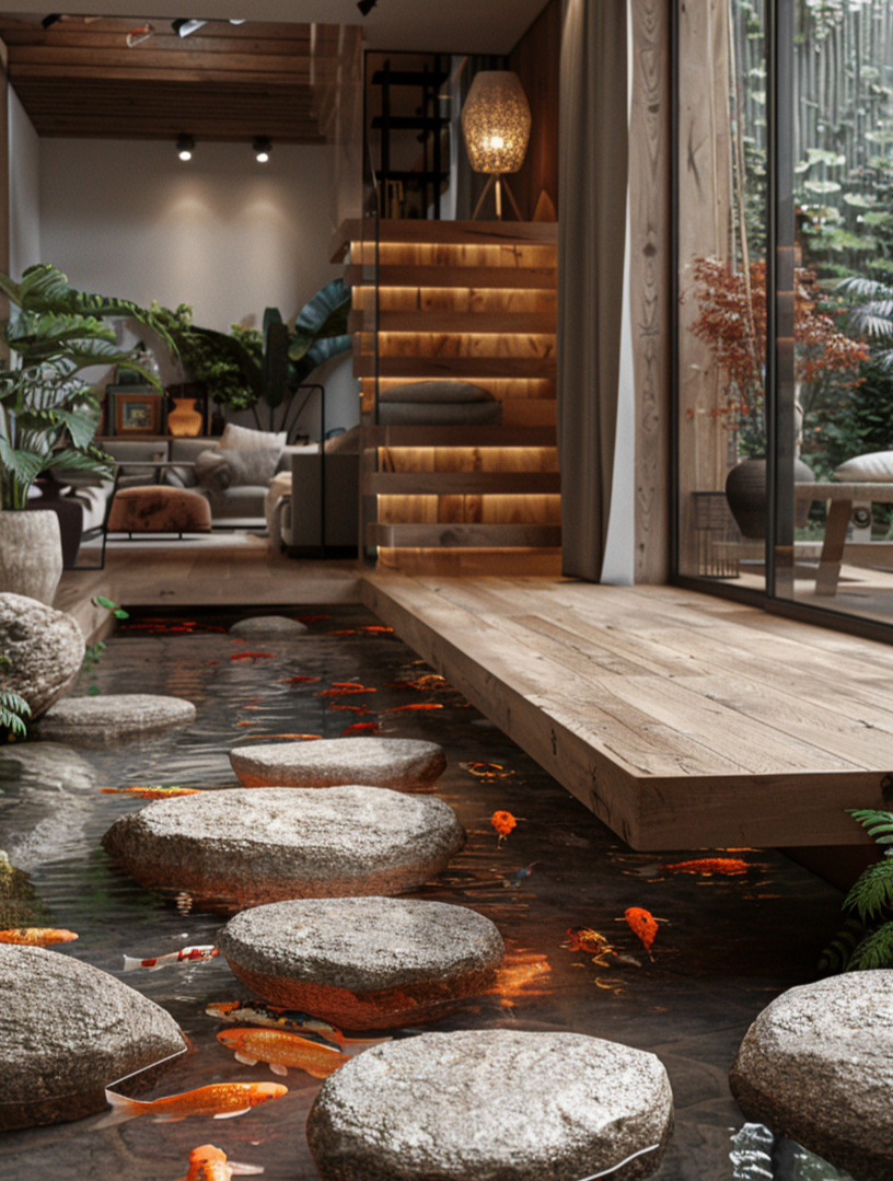 花20万,在乡下打造的鱼池客厅,养锦鲤,这样的装修你见过吗?