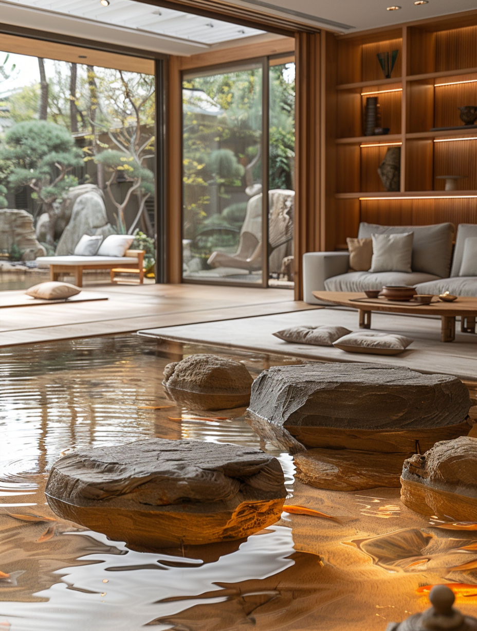 老家客厅改造鱼池,完美结合,边喝茶边赏鱼,来我家瞧瞧