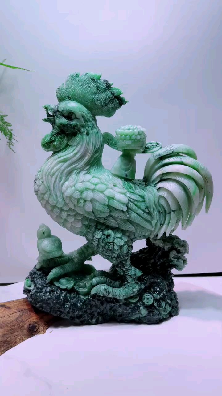翡翠玉石大公鸡摆件