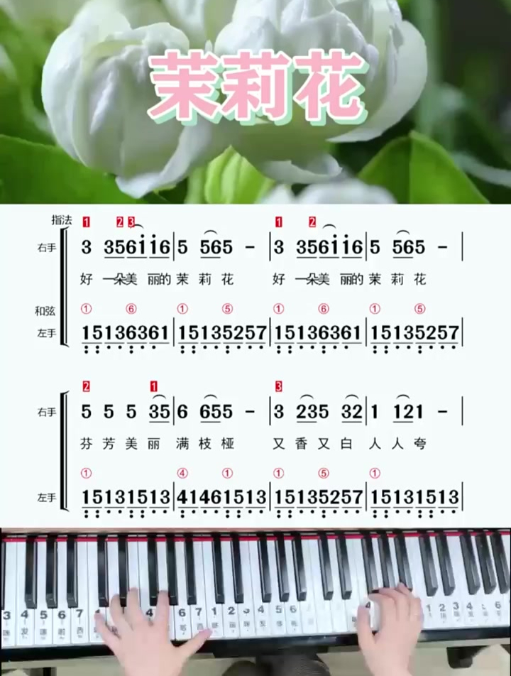 钢琴简谱《茉莉花》零基础学钢琴