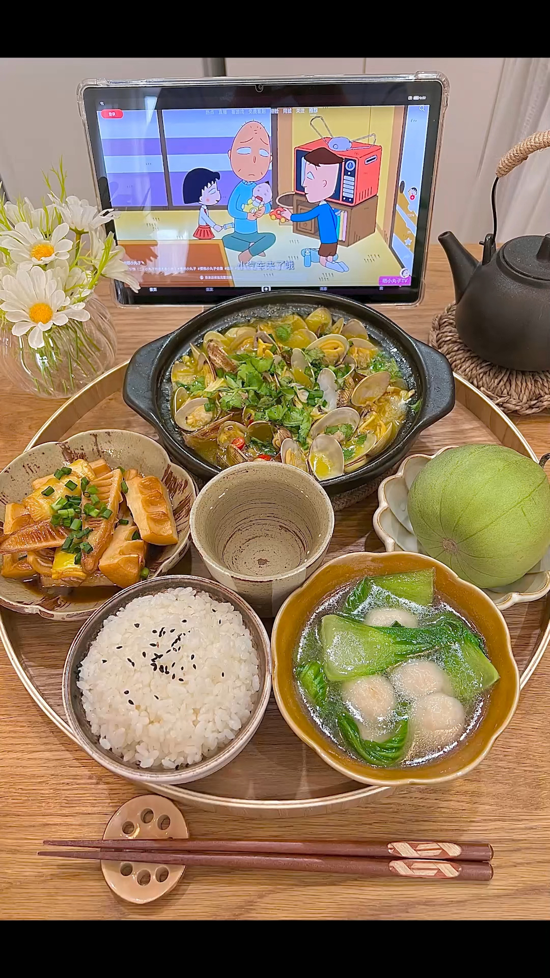 一人食vlog:酸汤花甲|照烧春笋|油菜鱼丸汤