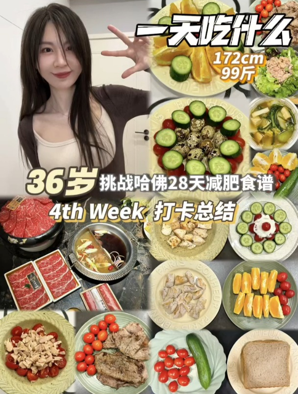 172cm小基数挑战哈佛28天减肥食谱|四周打卡总结