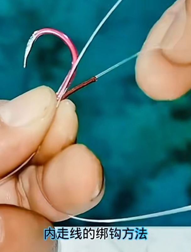 鱼钩内走线的绑法,新手看一遍就学会了