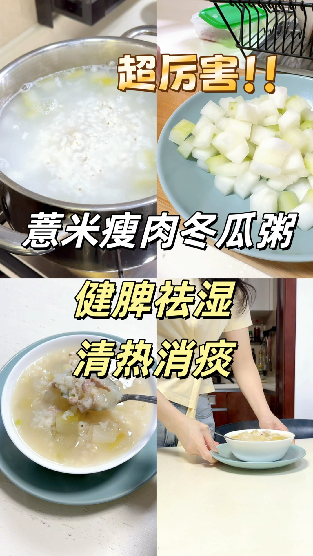 薏米瘦肉冬瓜粥|健脾祛湿、清热消痰超厉害的!!