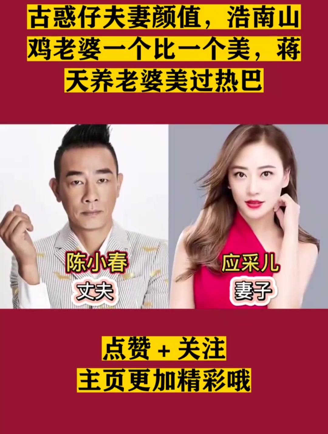 古惑仔夫妻颜值,浩南山鸡老婆一个比一个美,蒋天养老婆美过热巴