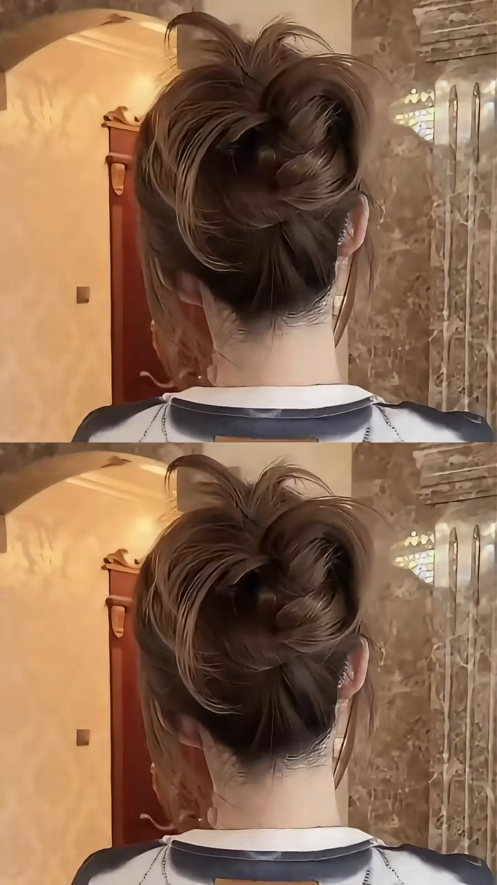 鸡毛毽子头的另一种扎法