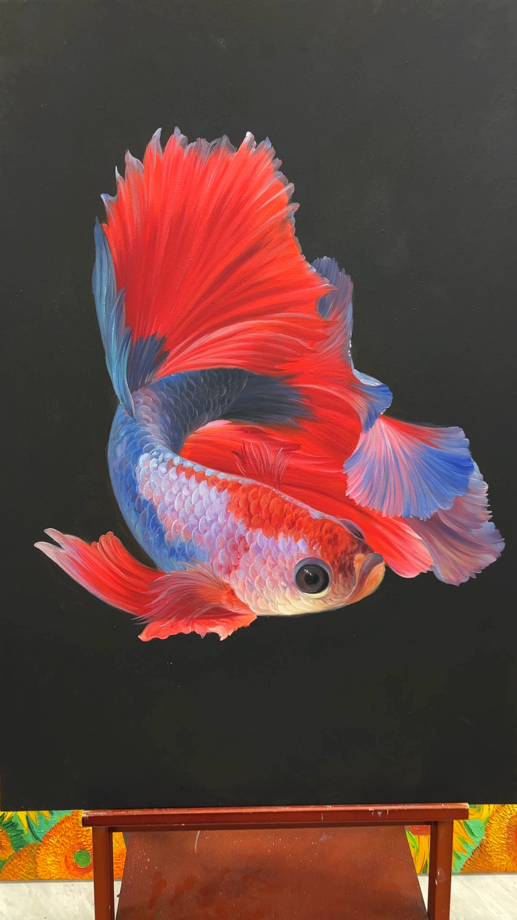 原创孔雀鱼油画艺术