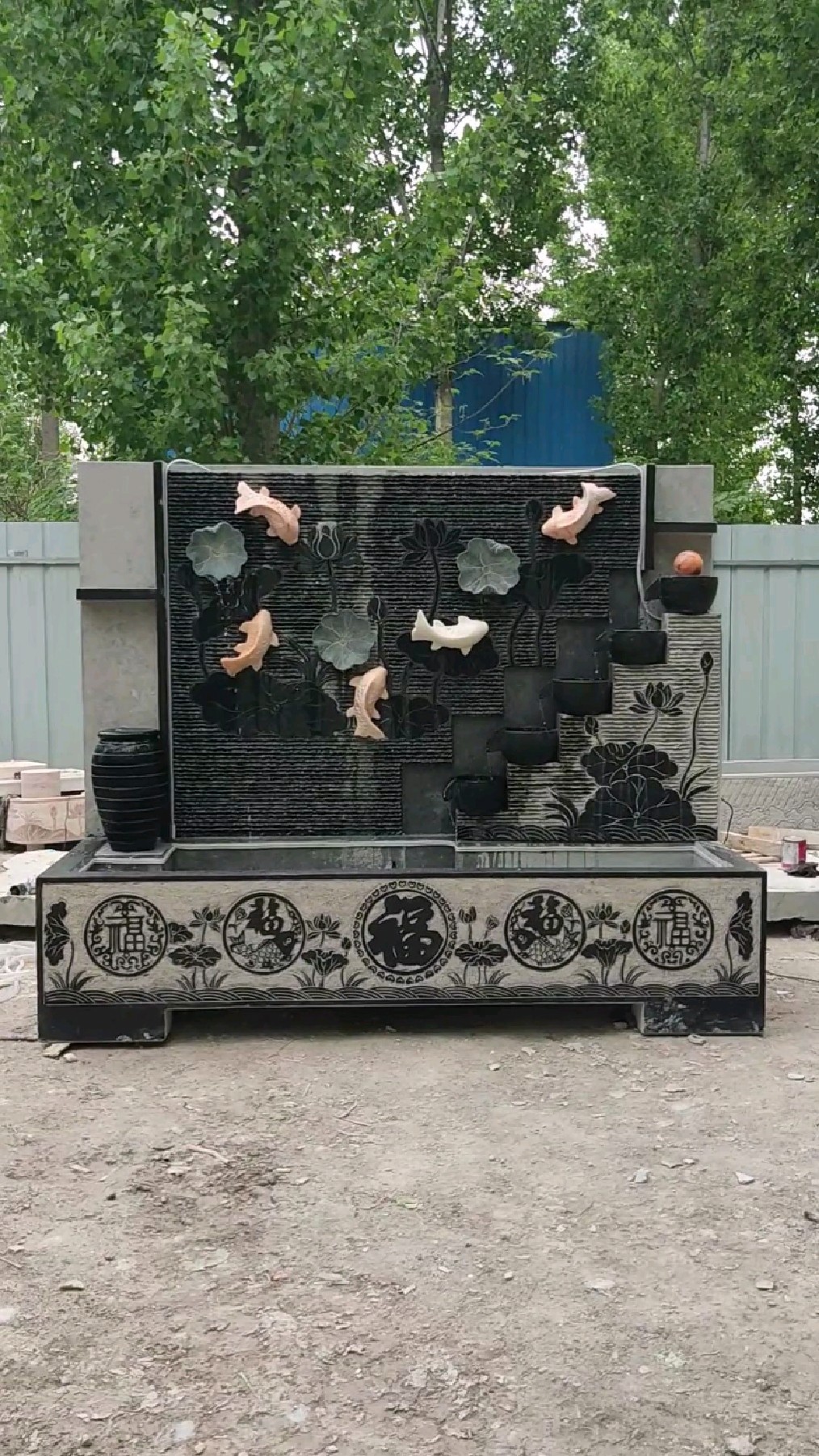 青石流水景观养鱼池,会所酒店室内外流水景观