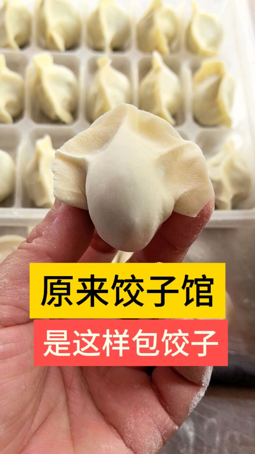 原来饺子馆是这样包饺子:4杖出皮、元宝包法