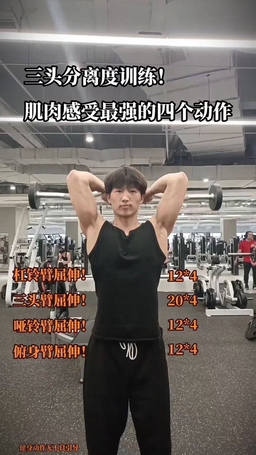 三头分离度训练!肌肉感受最强的四个动作! #手臂训练 #健身干货