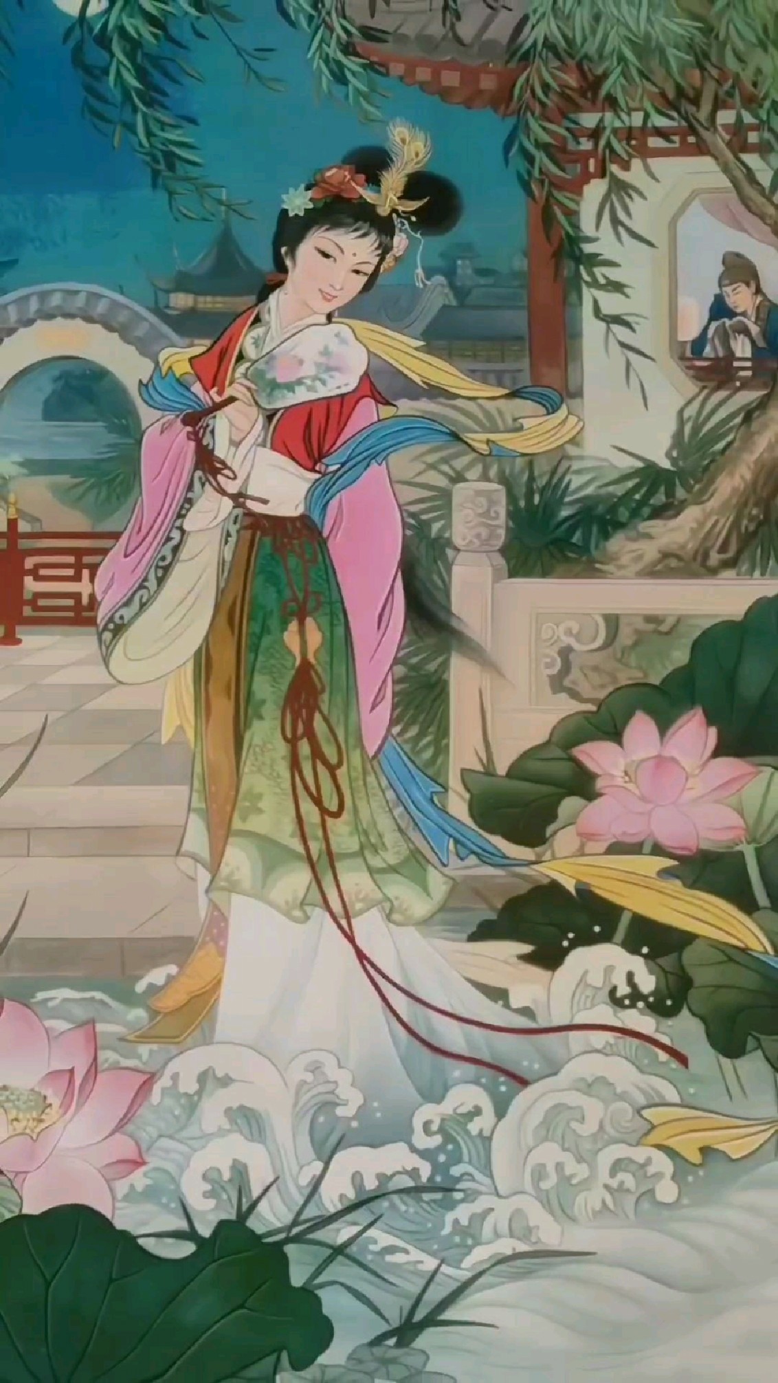 80年代年画《追鱼》刘祥集(绘)