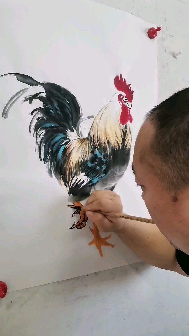 王兴民～国画公鸡:绘画作品