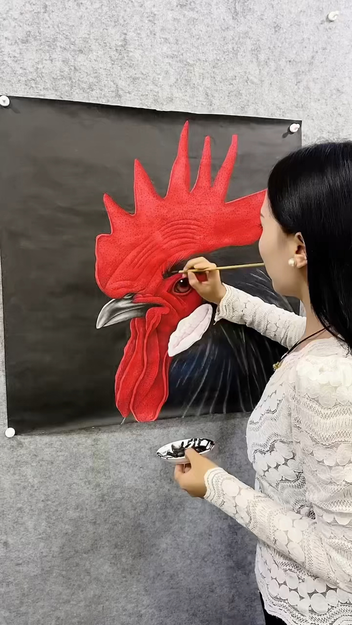 雄霸天下鸿运当头,大吉大利一鸣惊人,工笔画大公鸡!