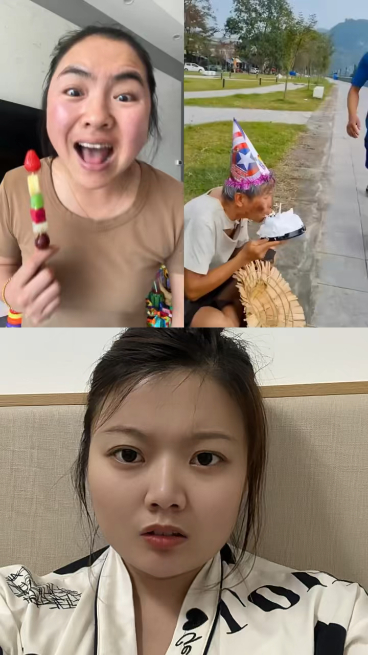 这个人太坏了,把老爷爷蛋糕都扔到了地上