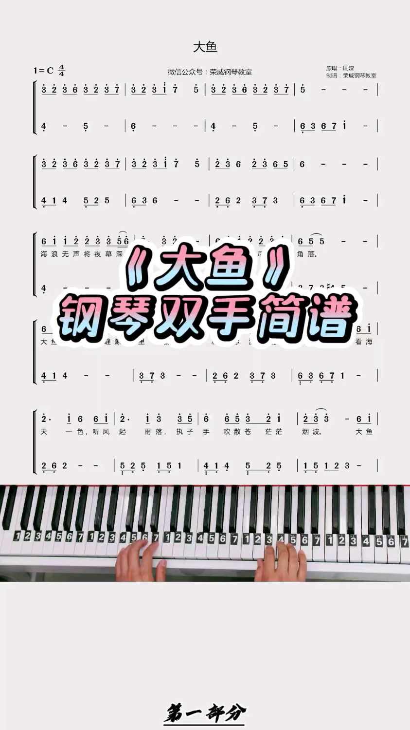 《大鱼》简单钢琴双手简谱教学