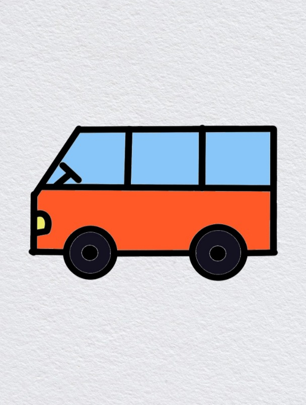 轻松几笔画一辆公交车,公交车简笔画